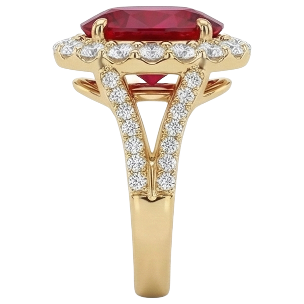 natural round ruby 7.25ct ring top view