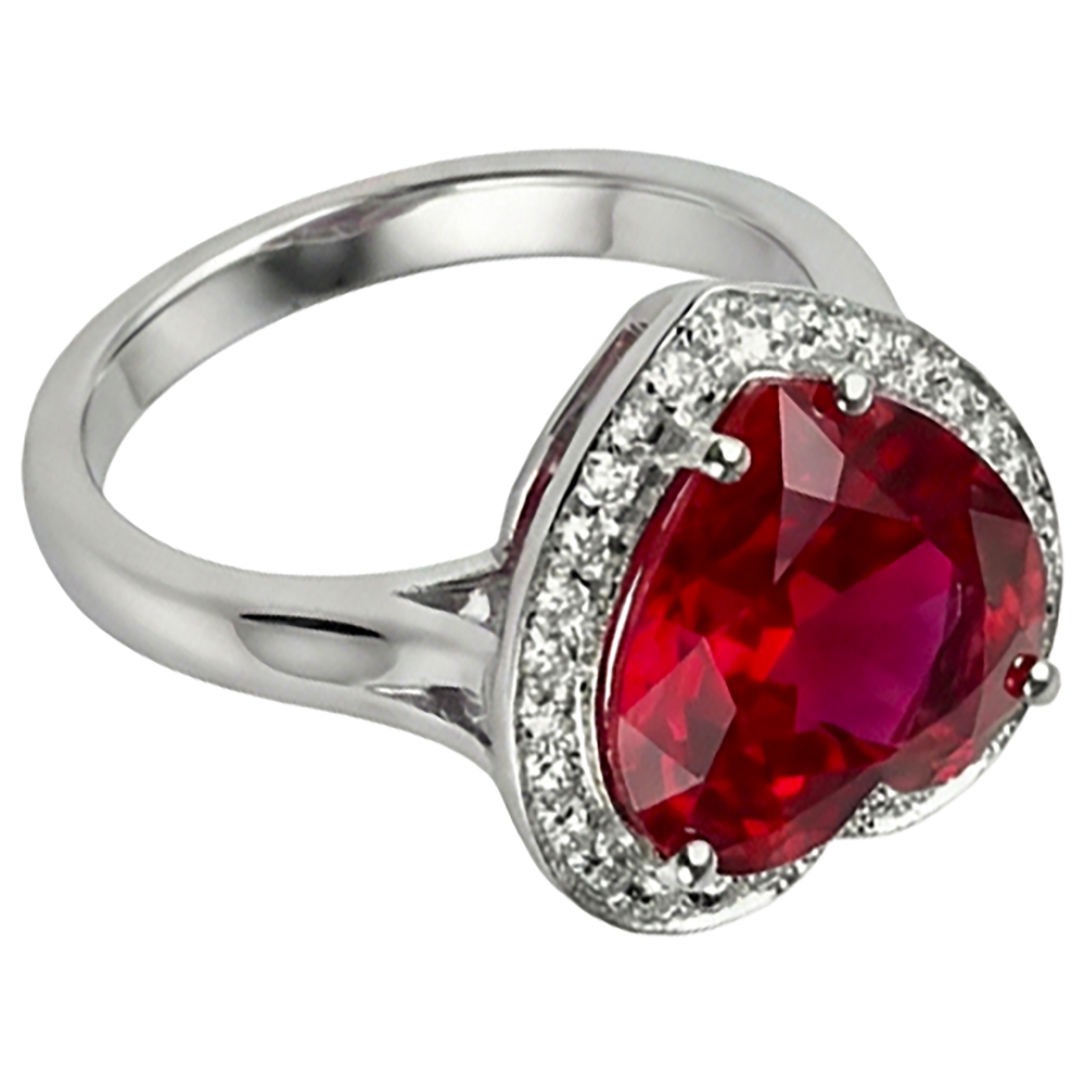 7.25 Ct 14K Gold Nice Gemstone Ring Red Ruby With Natural Earth Mined Diamond ( Not Lab Grown )  Jewelry