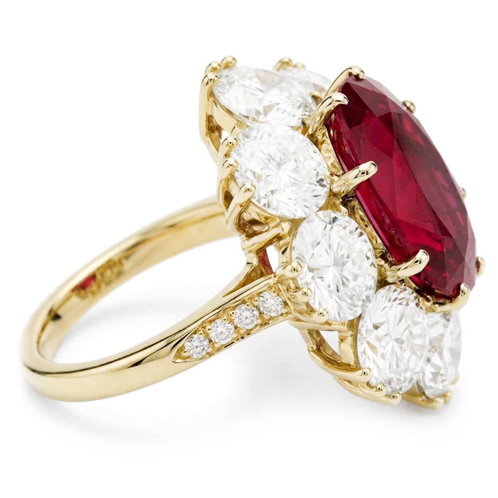 7.25 Ct Prong Set Oval Cut Garnet And Natural Earth Mined Diamond ( Not Lab Grown )s Engagement Ring