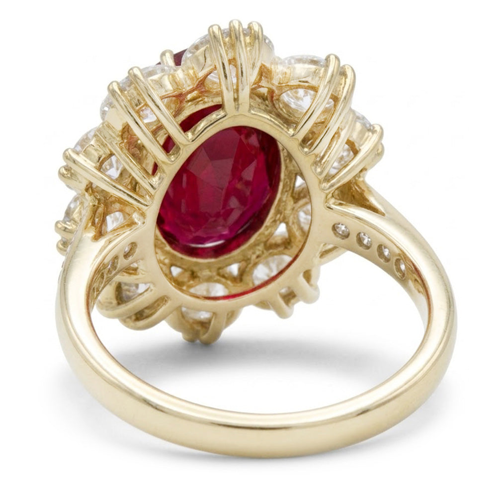 7.25 Ct Prong Set Oval Cut Garnet And Natural Earth Mined Diamond ( Not Lab Grown )s Engagement Ring