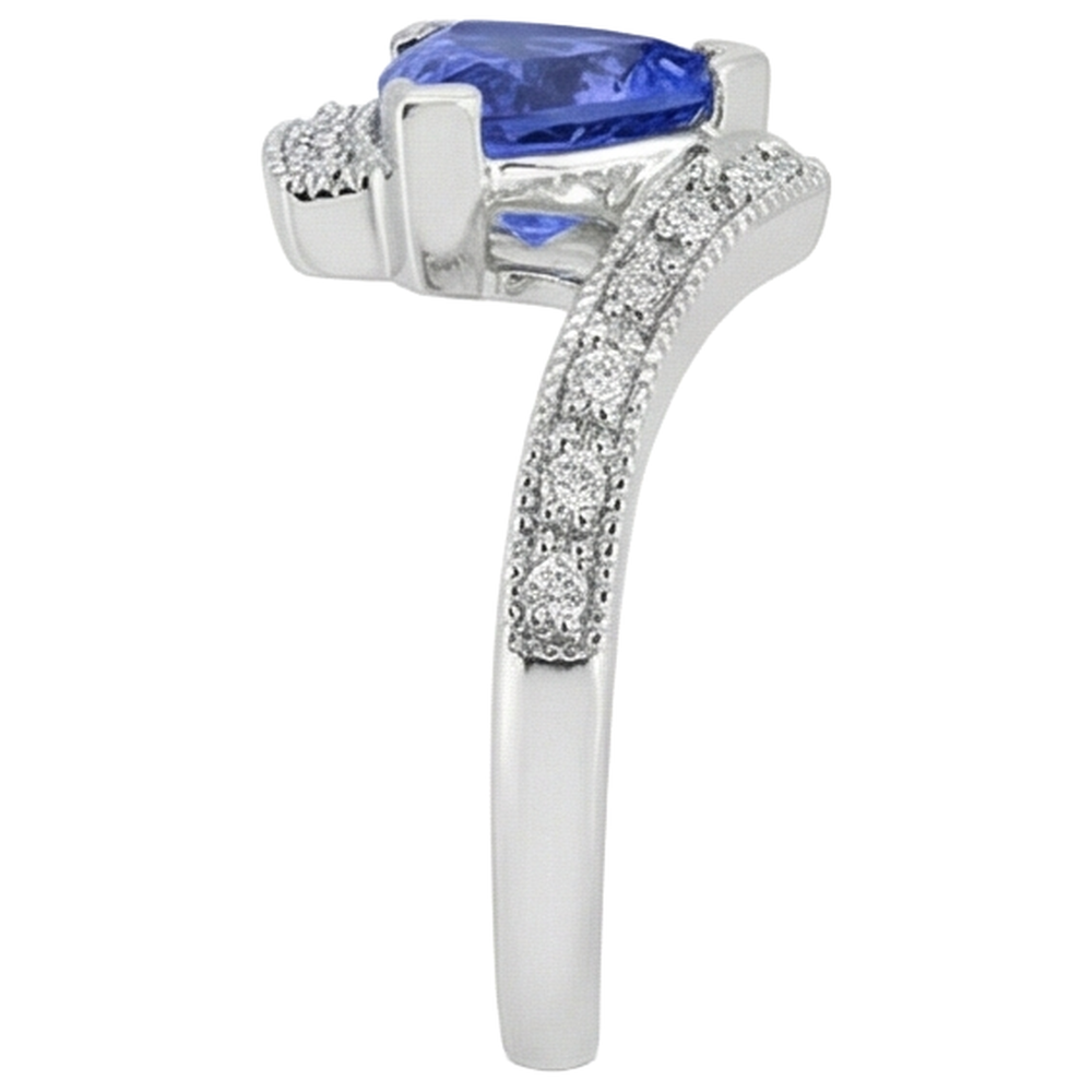 7.25 Ct Solitaire With Accent Tanzanite With Natural Earth Mined Diamond ( Not Lab Grown )s Ring 14K Gold