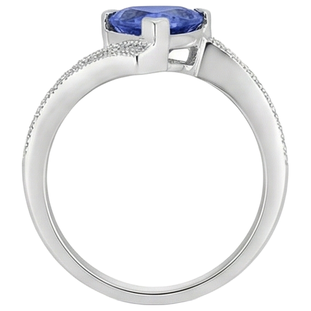 7.25 Ct Solitaire With Accent Tanzanite With Natural Earth Mined Diamond ( Not Lab Grown )s Ring 14K Gold