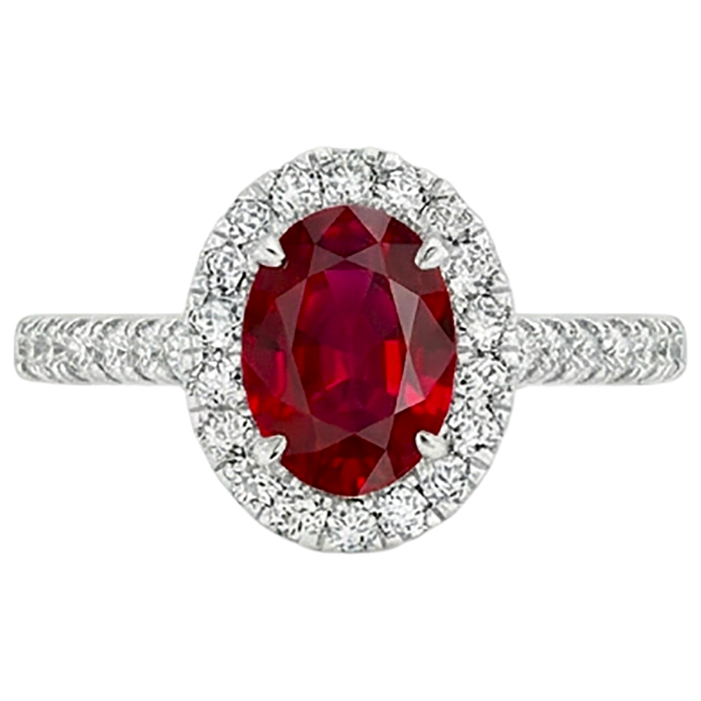 7.35 Carats Oval Ruby With Round Natural Earth Mined Diamond ( Not Lab Grown ) s Ring White Gold 14K