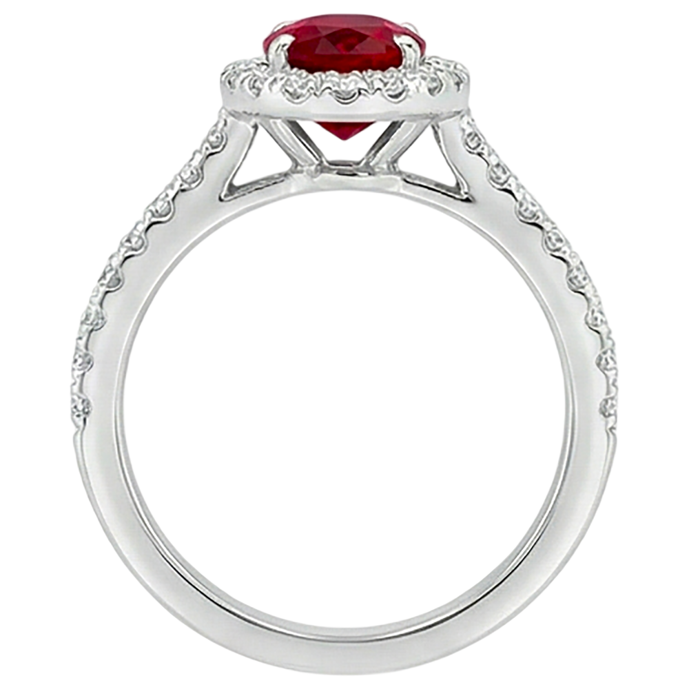 7.35 Carats Oval Ruby With Round Natural Earth Mined Diamond ( Not Lab Grown ) s Ring White Gold 14K