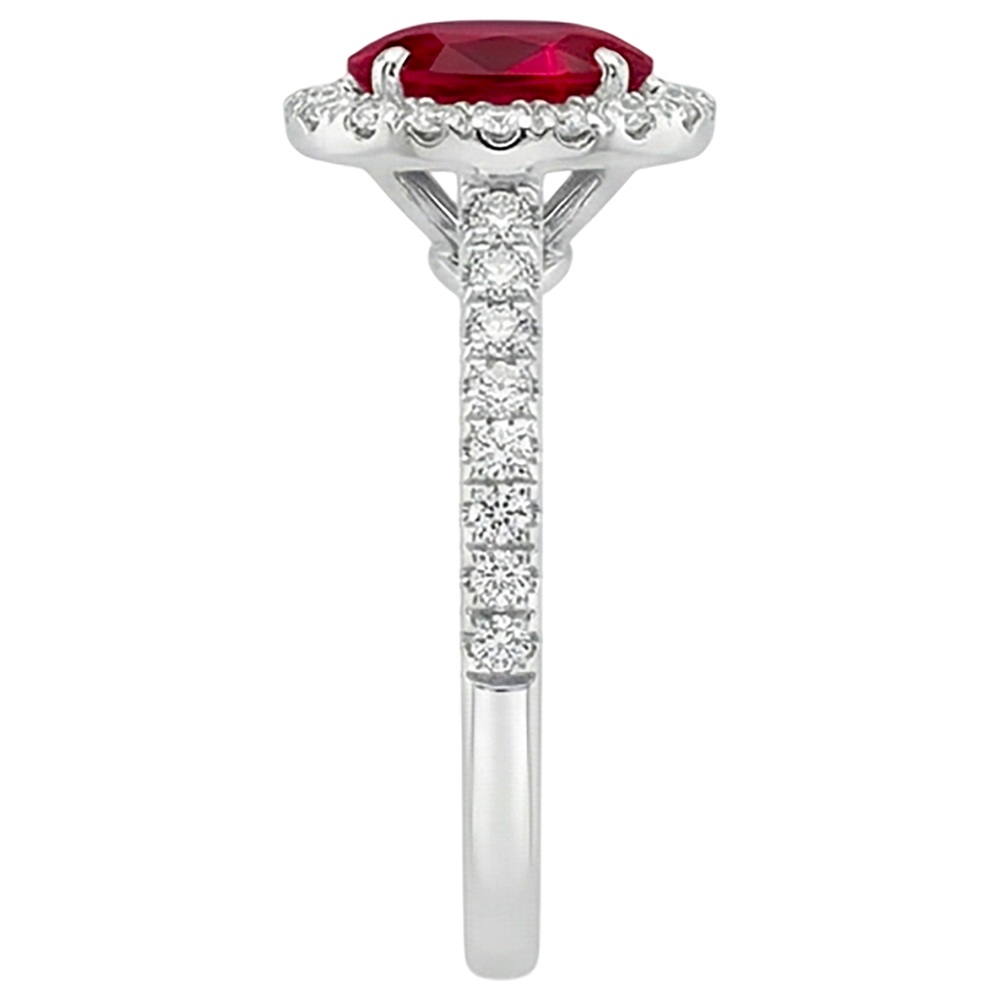 7.35 Carats Oval Ruby With Round Natural Earth Mined Diamond ( Not Lab Grown ) s Ring White Gold 14K