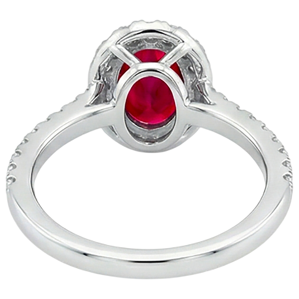 7.35 Carats Oval Ruby With Round Natural Earth Mined Diamond ( Not Lab Grown ) s Ring White Gold 14K