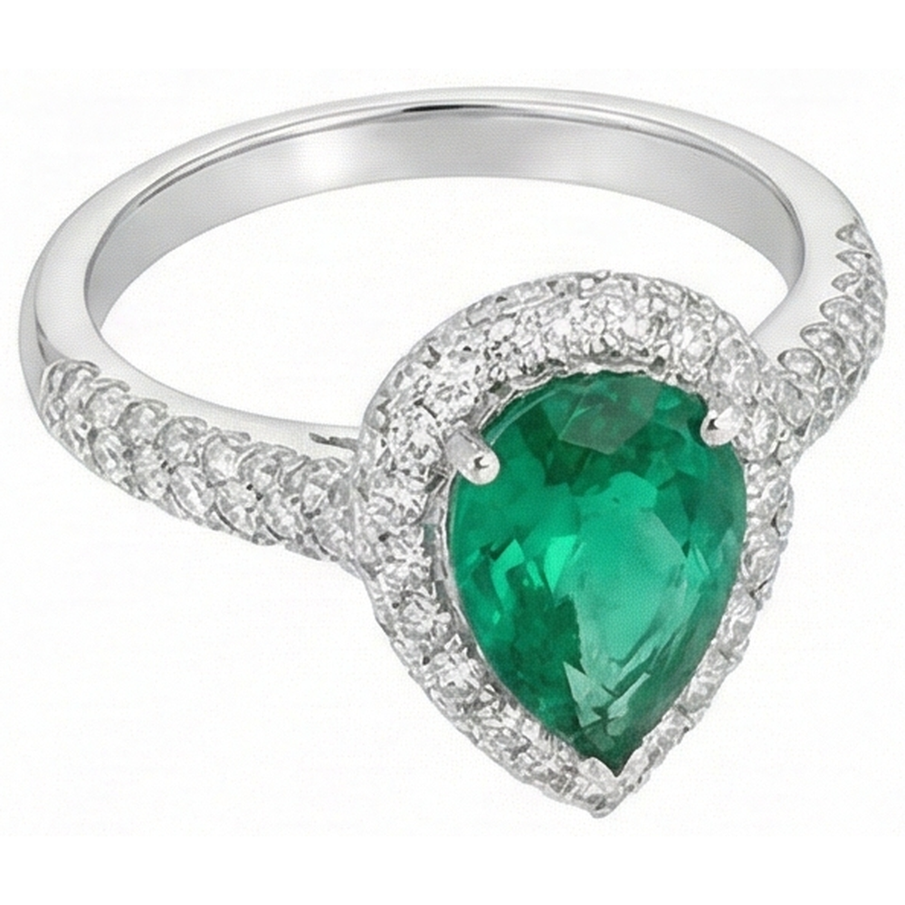 natural round emerald 7.35ct ring side angle