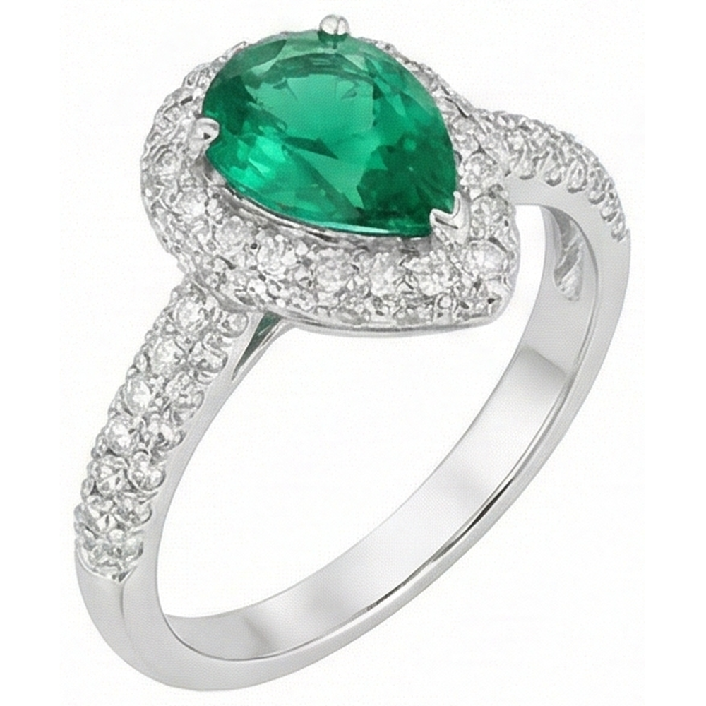 natural round emerald 7.35ct ring top view