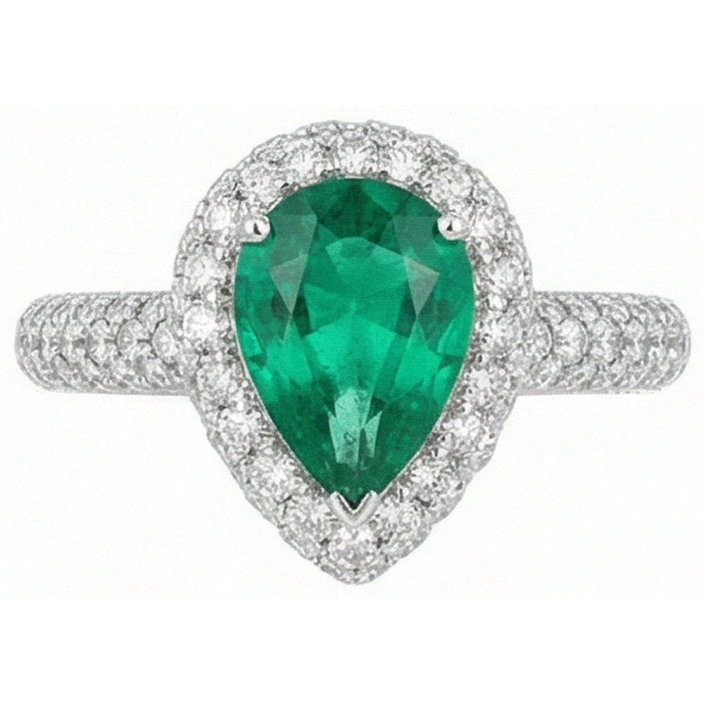 natural round emerald 7.35ct ring profile view