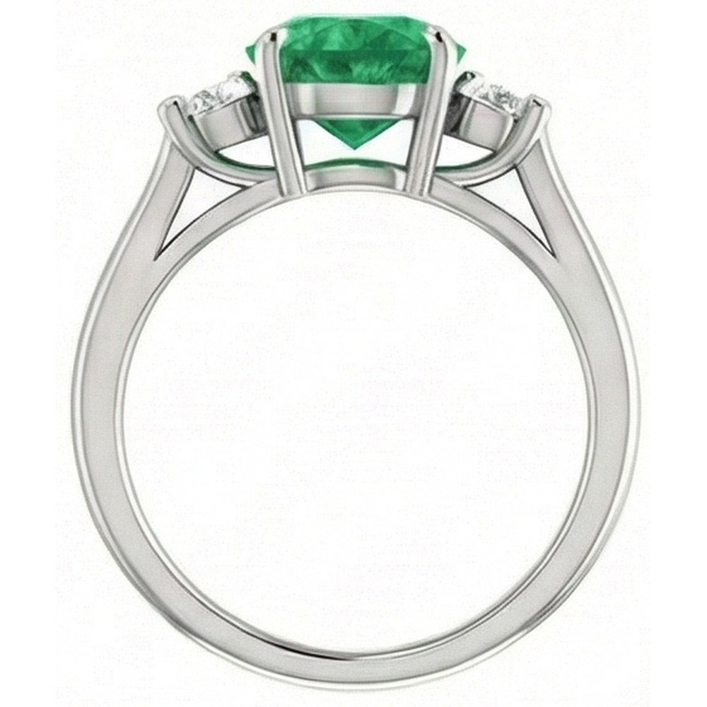 natural round emerald 7.40ct ring top view