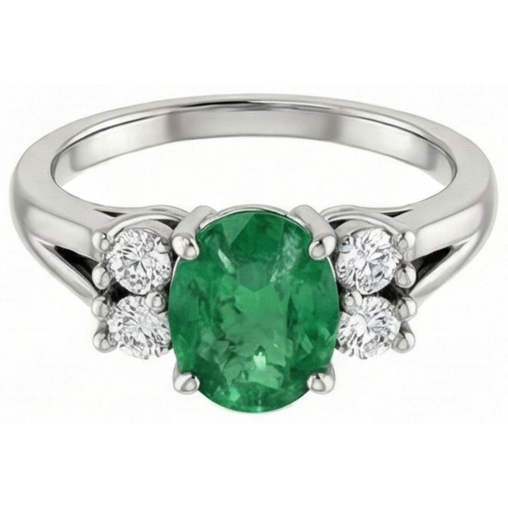 natural round emerald 7.40ct ring side angle