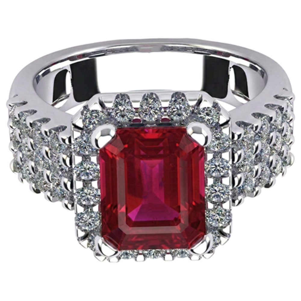 natural emerald ruby 7.50ct ring side angle