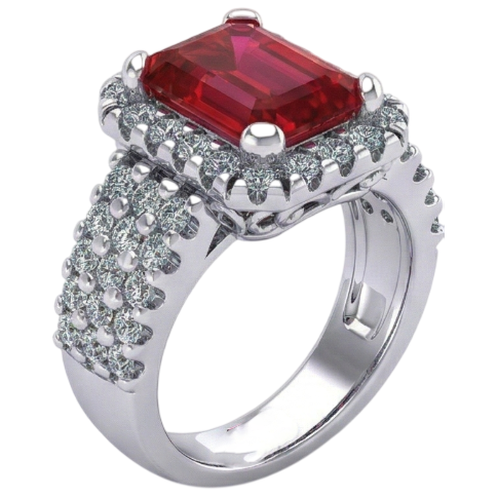natural emerald ruby 7.50ct ring close up detail