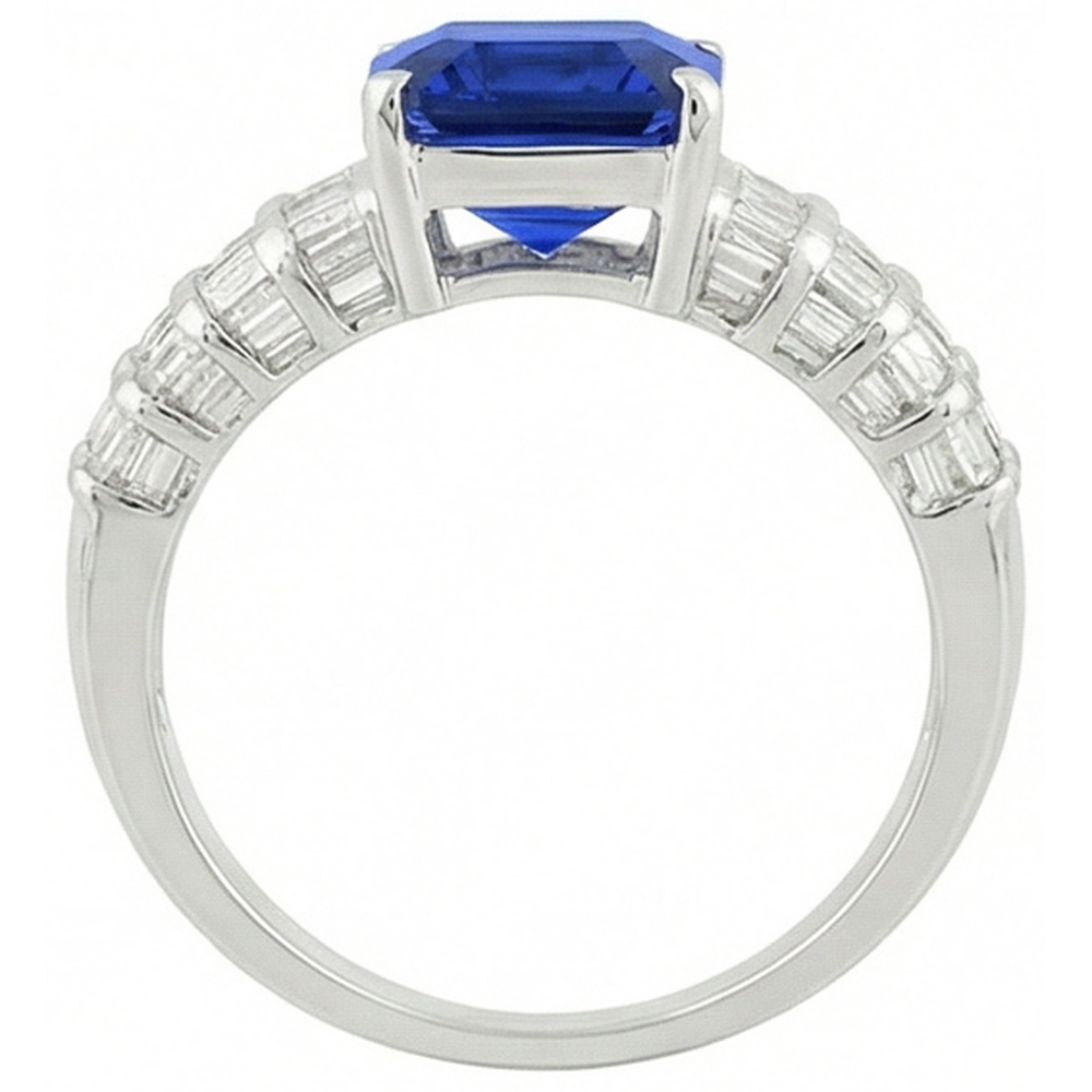 natural baguette sapphire 7.50ct ring profile view