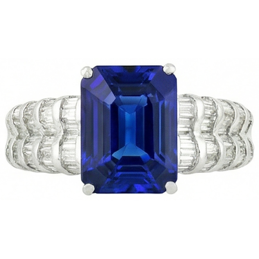natural baguette sapphire 7.50ct ring side angle