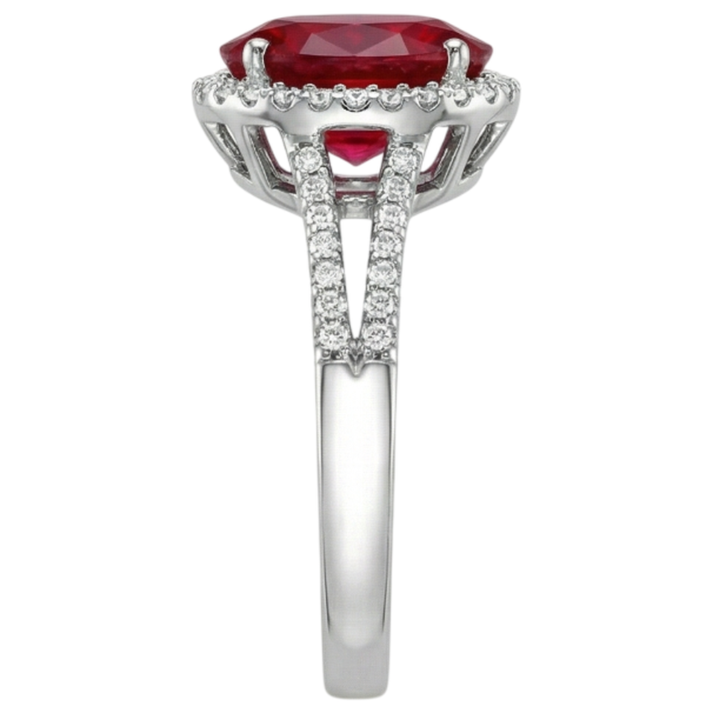 natural round ruby 7.50ct ring top view