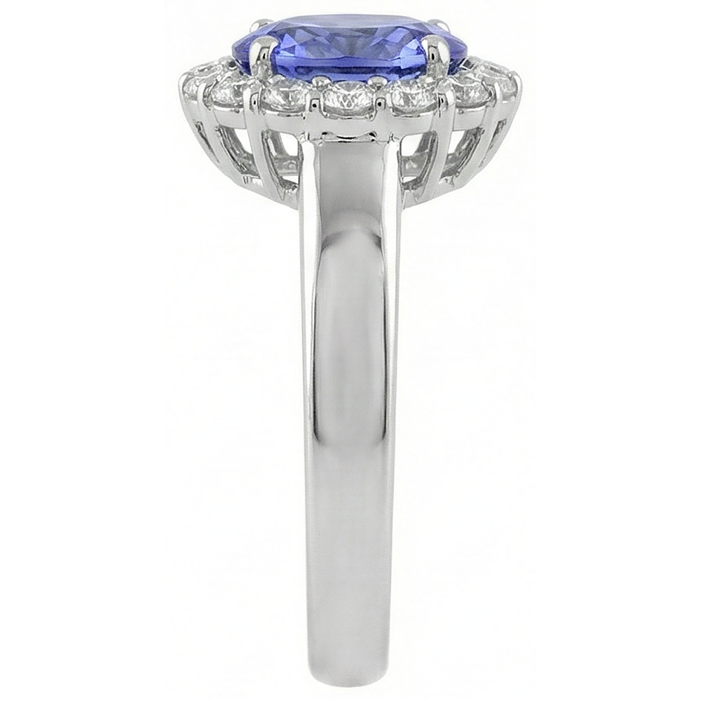 natural round tanzanite 7.50ct ring profile view