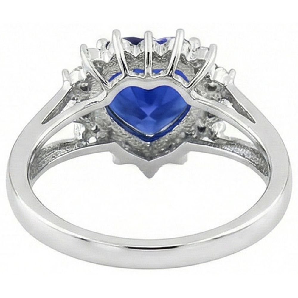 7.60 Ct Heart Sri Lanka Blue Sapphire And Natural Earth Mined Diamond ( Not Lab Grown ) s Ring