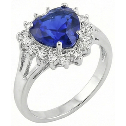 7.60 Ct Heart Sri Lanka Blue Sapphire And Natural Earth Mined Diamond ( Not Lab Grown ) s Ring