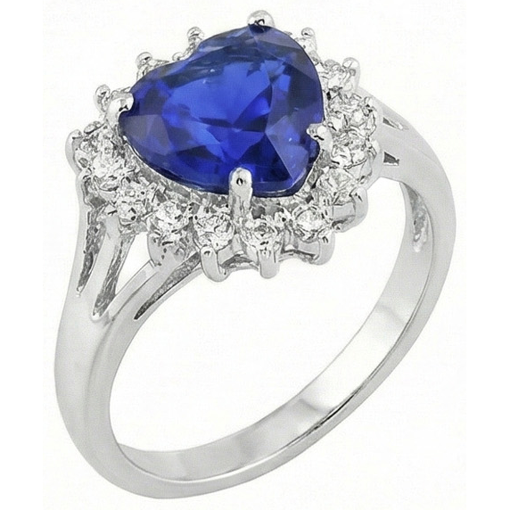 7.60 Ct Heart Sri Lanka Blue Sapphire And Natural Earth Mined Diamond ( Not Lab Grown ) s Ring