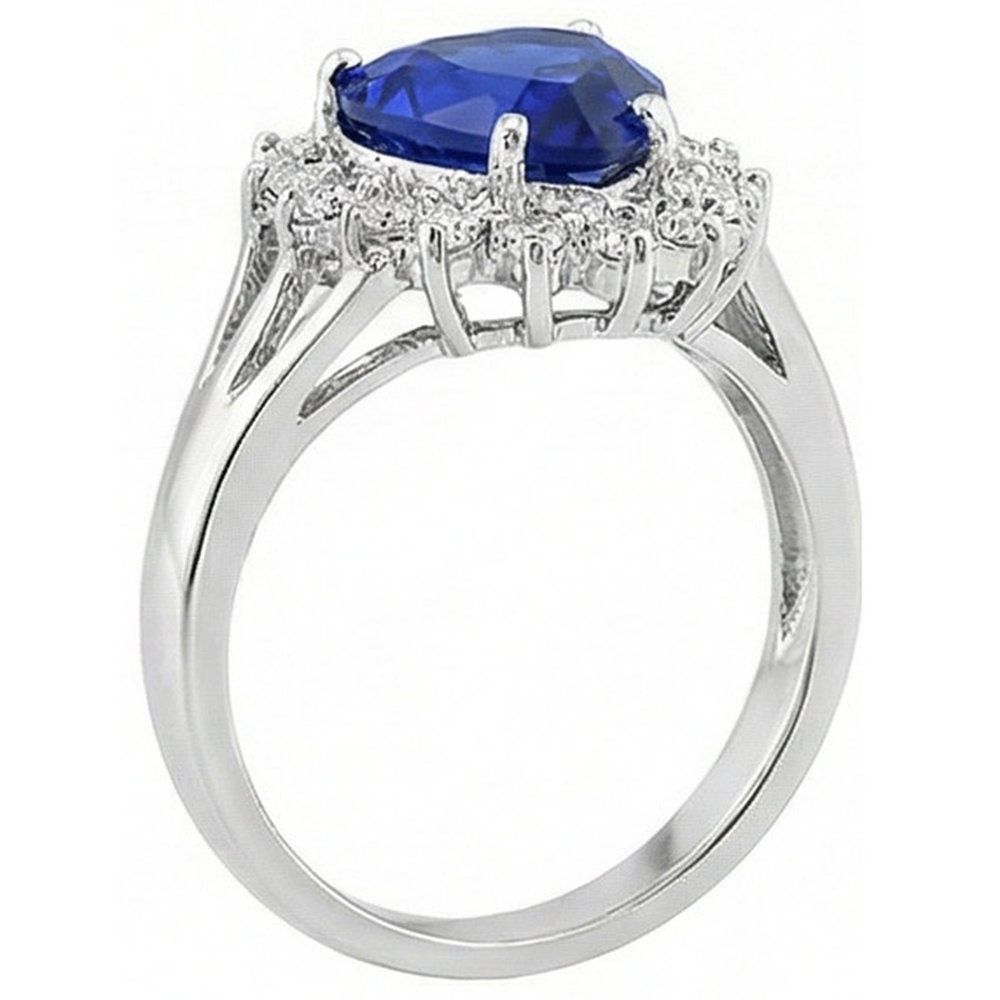 7.60 Ct Heart Sri Lanka Blue Sapphire And Natural Earth Mined Diamond ( Not Lab Grown ) s Ring