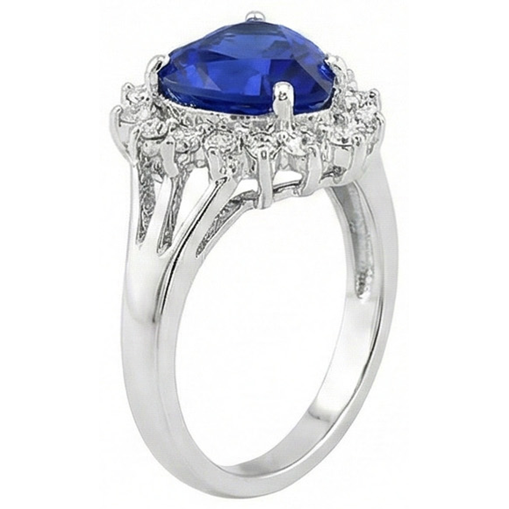 7.60 Ct Heart Sri Lanka Blue Sapphire And Natural Earth Mined Diamond ( Not Lab Grown ) s Ring