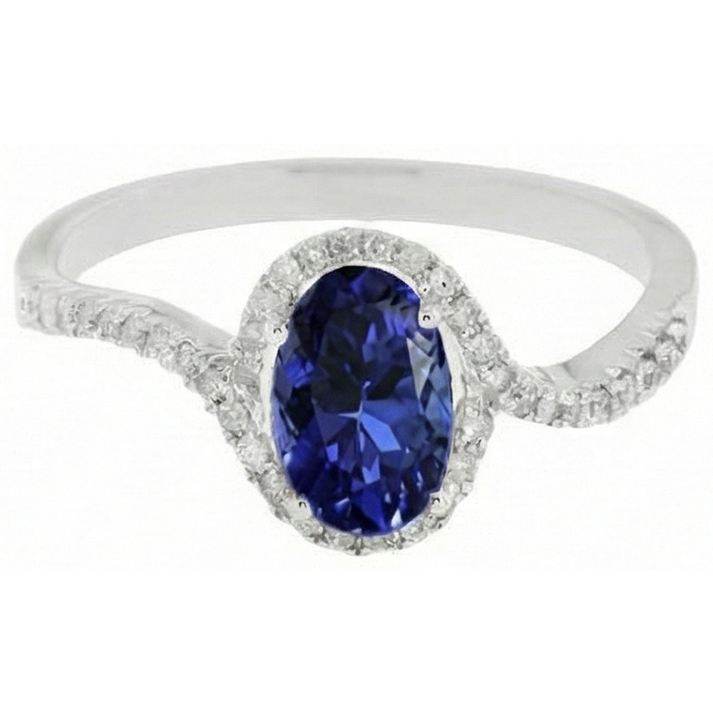 natural round tanzanite 7.75ct ring close up detail