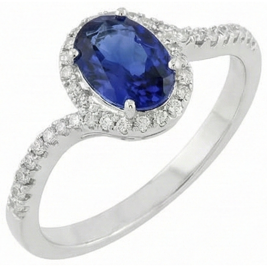 natural round tanzanite 7.75ct ring side angle