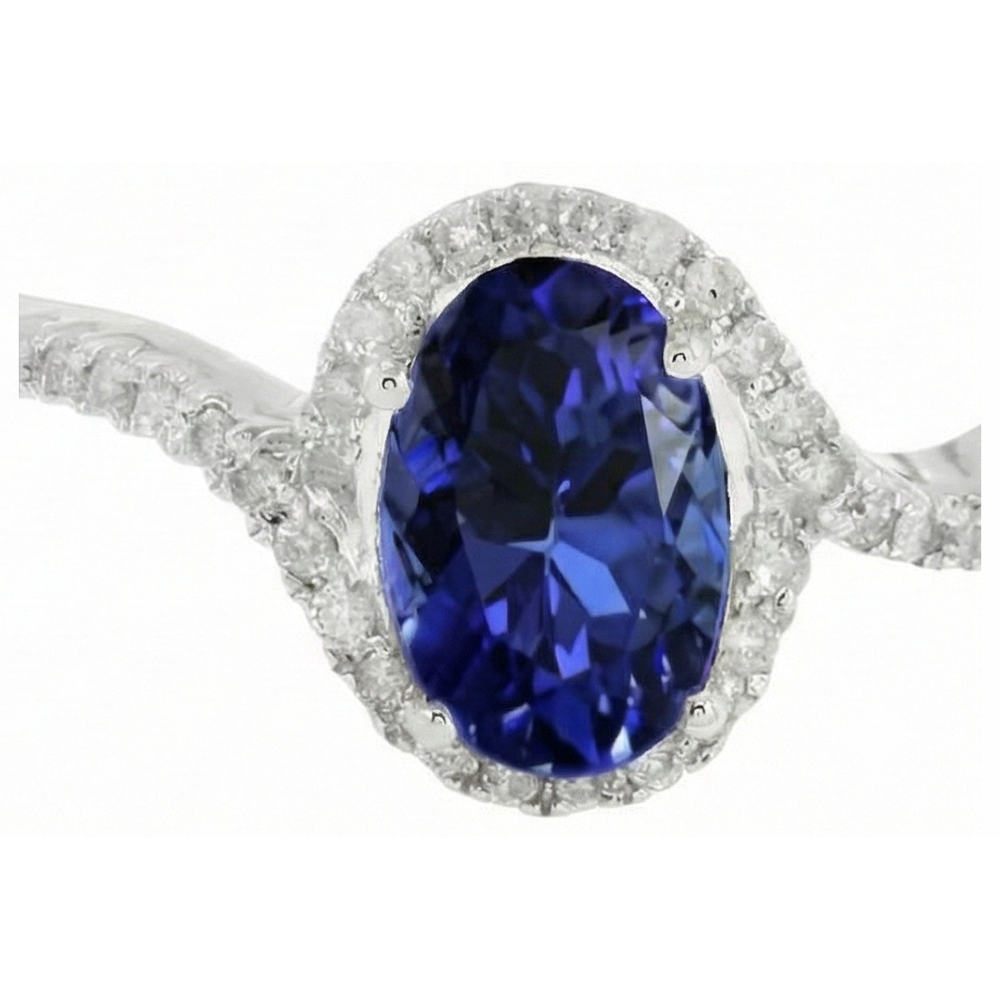 natural round tanzanite 7.75ct ring top view