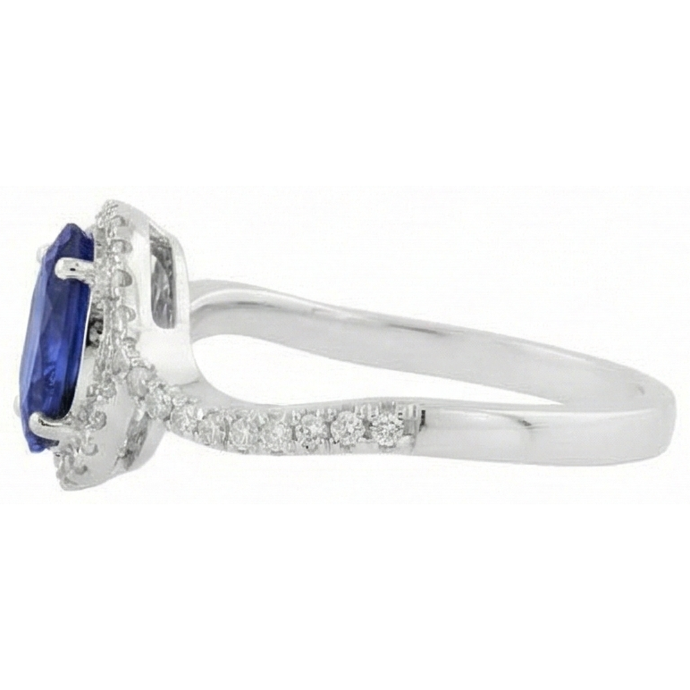 natural round tanzanite 7.75ct ring profile view