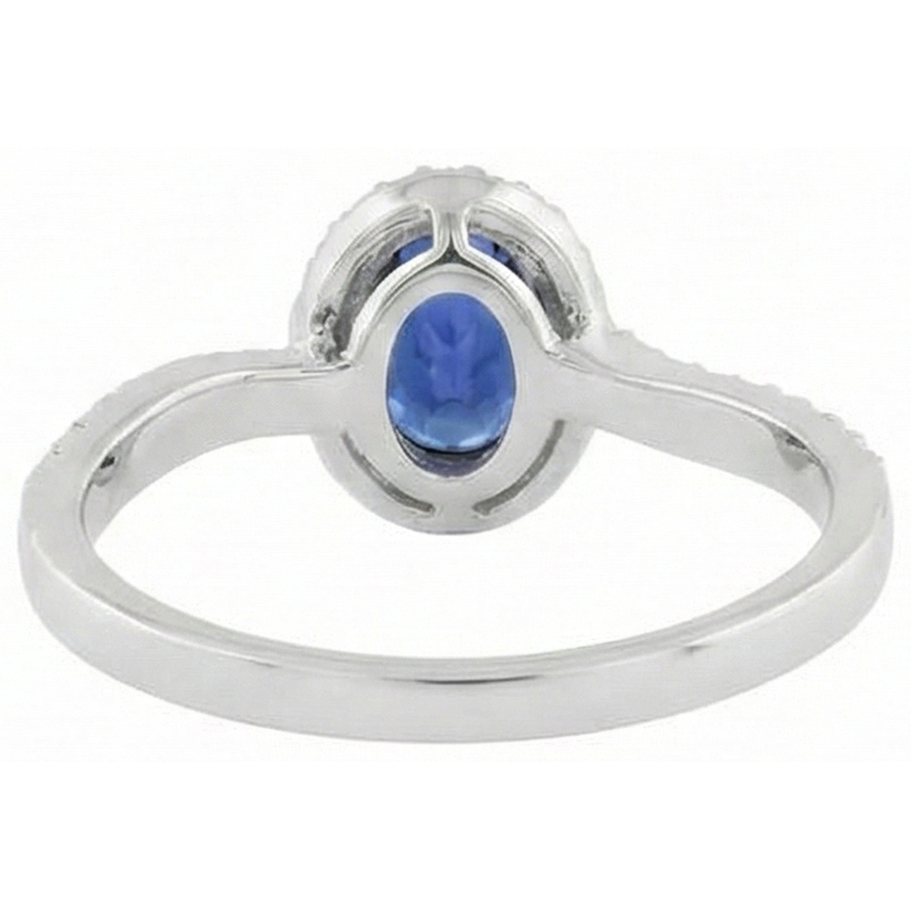 natural round tanzanite 7.75ct ring on white background