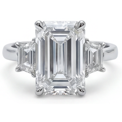 7 Carat 3 Stone Emerald Real Natural Earth Mined Diamond ( Not Lab Grown ) Ring