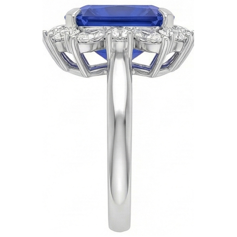 7 Carat Blue Asscher Sapphire Natural Earth Mined Diamond ( Not Lab Grown ) Ring