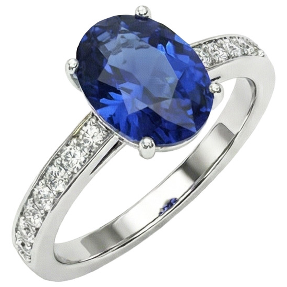 7 Carat Sapphire Natural Earth Mined Diamond ( Not Lab Grown ) Engagement Ring