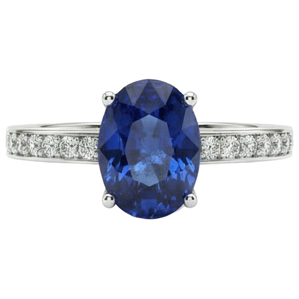 7 Carat Sapphire Natural Earth Mined Diamond ( Not Lab Grown ) Engagement Ring