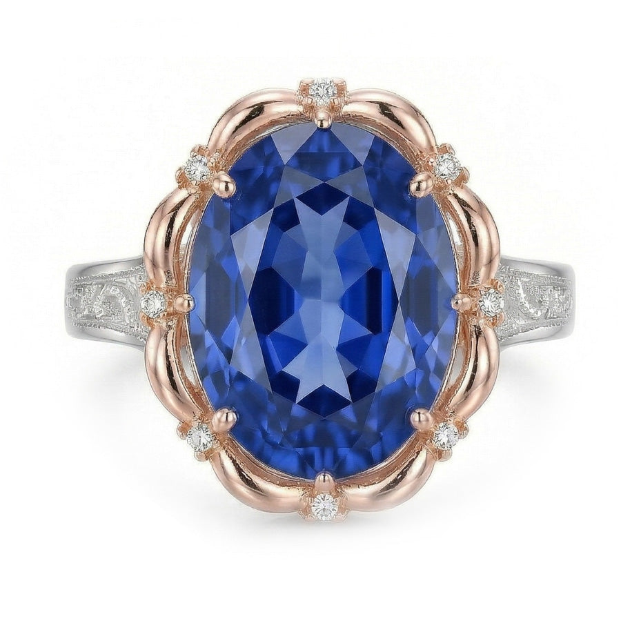 7 Carat Two Tone Sapphire Ring