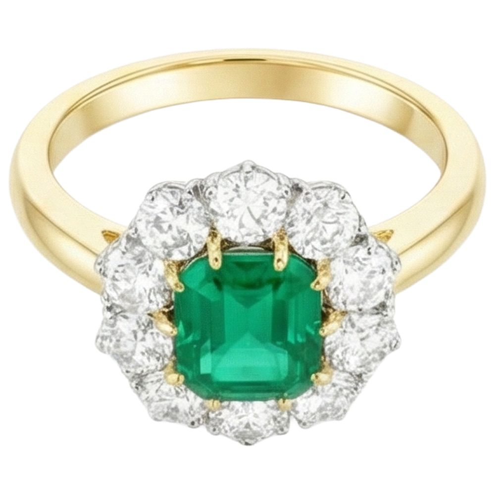 natural round emerald 7ct ring side angle