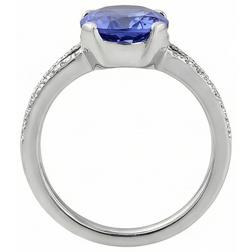 7 Carats Oval Tanzanite Natural Earth Mined Diamond ( Not Lab Grown ) s Engagement Ring White Gold 14K