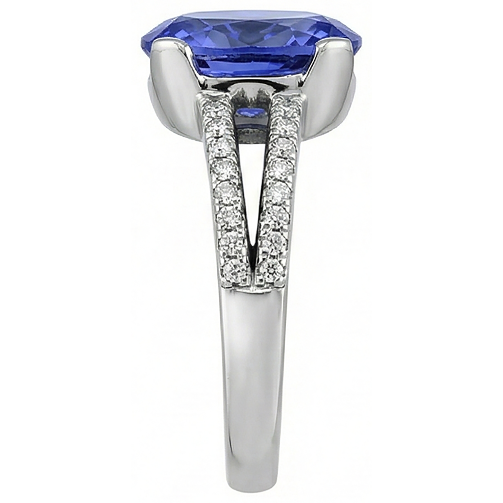 7 Carats Oval Tanzanite Natural Earth Mined Diamond ( Not Lab Grown ) s Engagement Ring White Gold 14K