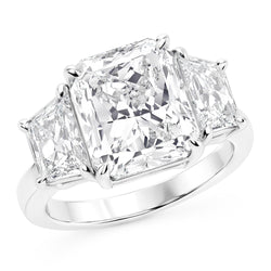 7 Carats Radiant Natural Earth Mined Diamond ( Not Lab Grown ) 3 Stone Engagement Ring Gold White