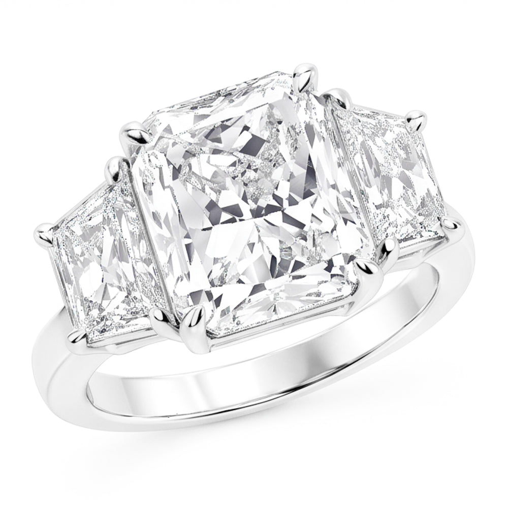 7 Carats Radiant Natural Earth Mined Diamond ( Not Lab Grown ) 3 Stone Engagement Ring Gold White