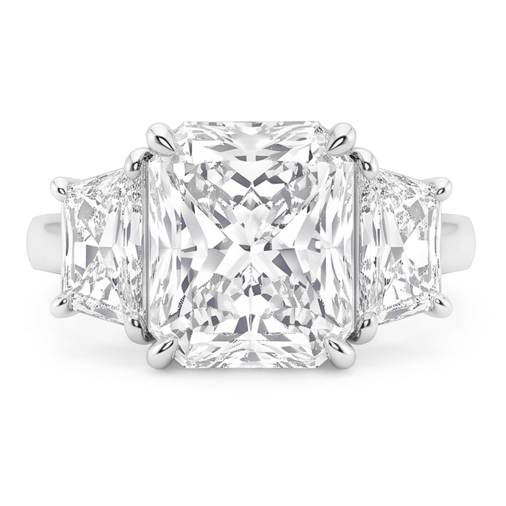 7 Carats Radiant Natural Earth Mined Diamond ( Not Lab Grown ) 3 Stone Engagement Ring Gold White