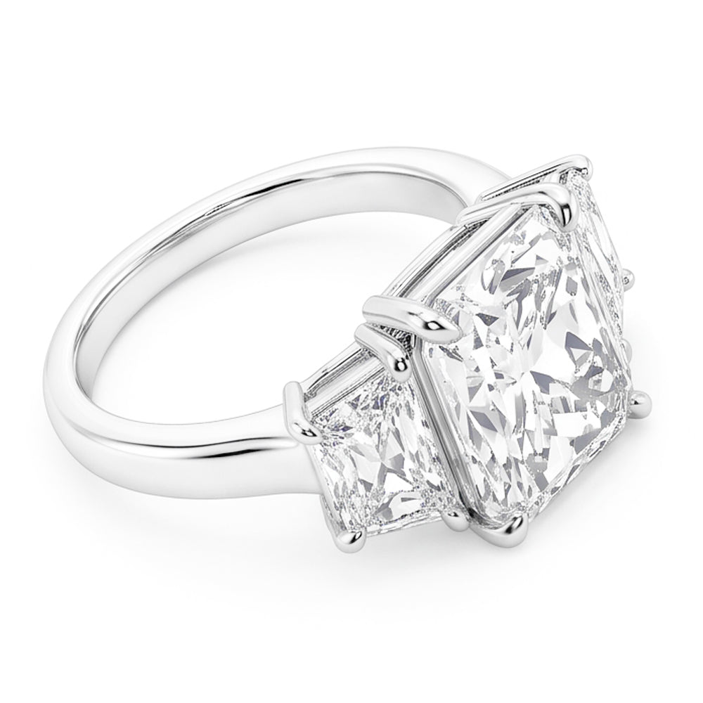7 Carats Radiant Natural Earth Mined Diamond ( Not Lab Grown ) 3 Stone Engagement Ring Gold White