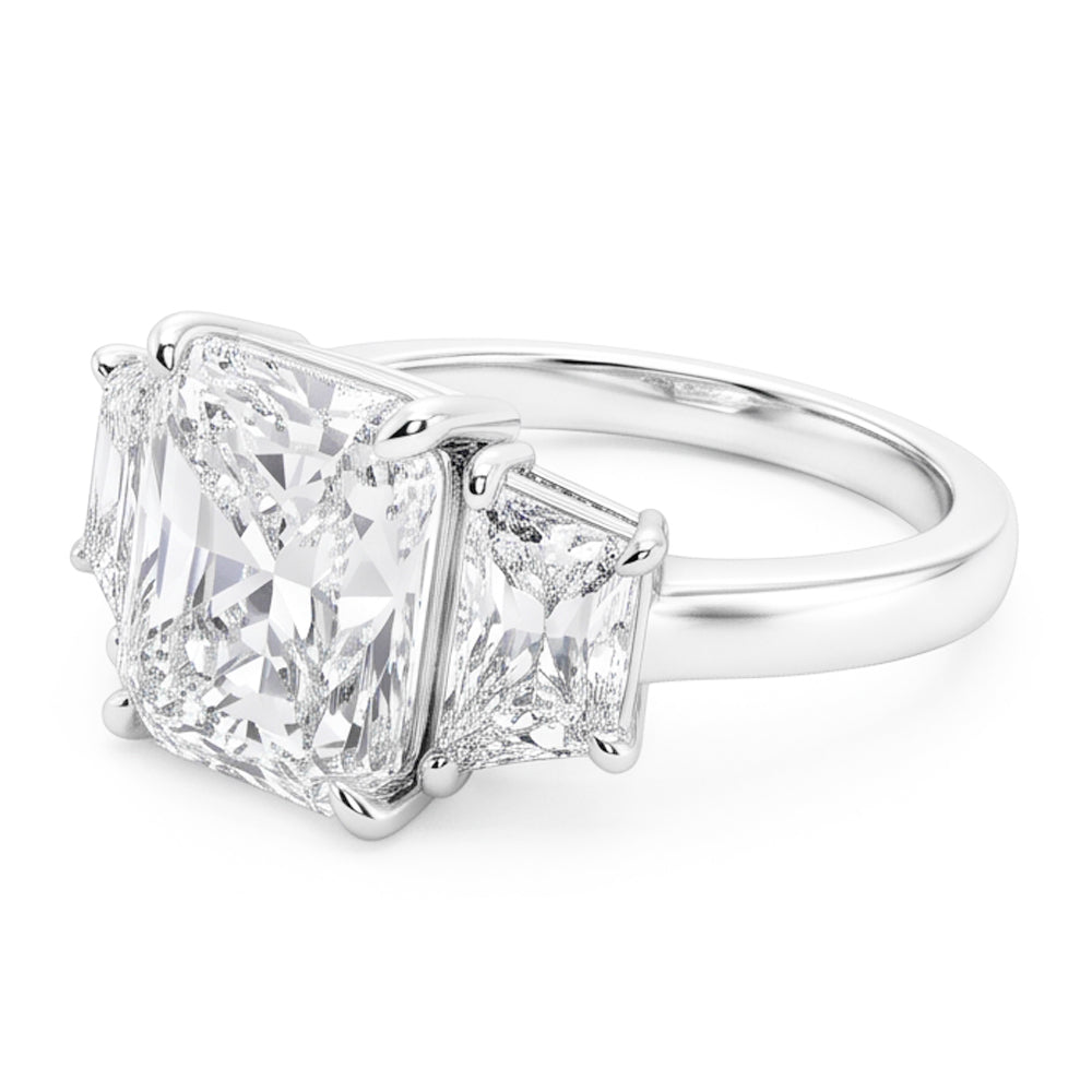 7 Carats Radiant Natural Earth Mined Diamond ( Not Lab Grown ) 3 Stone Engagement Ring Gold White