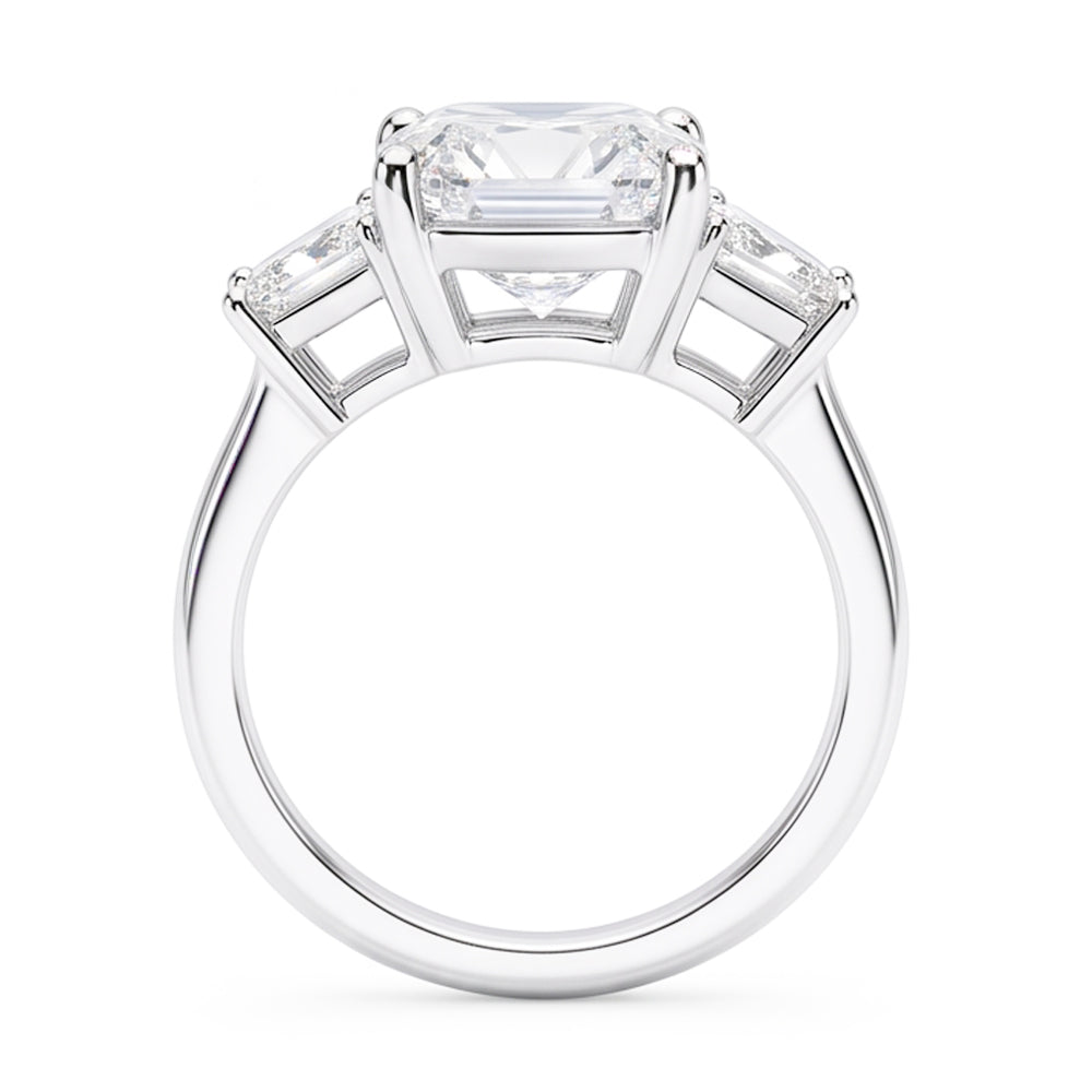 7 Carats Radiant & Trapezoid Genuine Natural Earth Mined Diamond ( Not Lab Grown ) Three Stone Ring