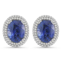 Natural Sapphire Earring 7ct - White Gold 14K
