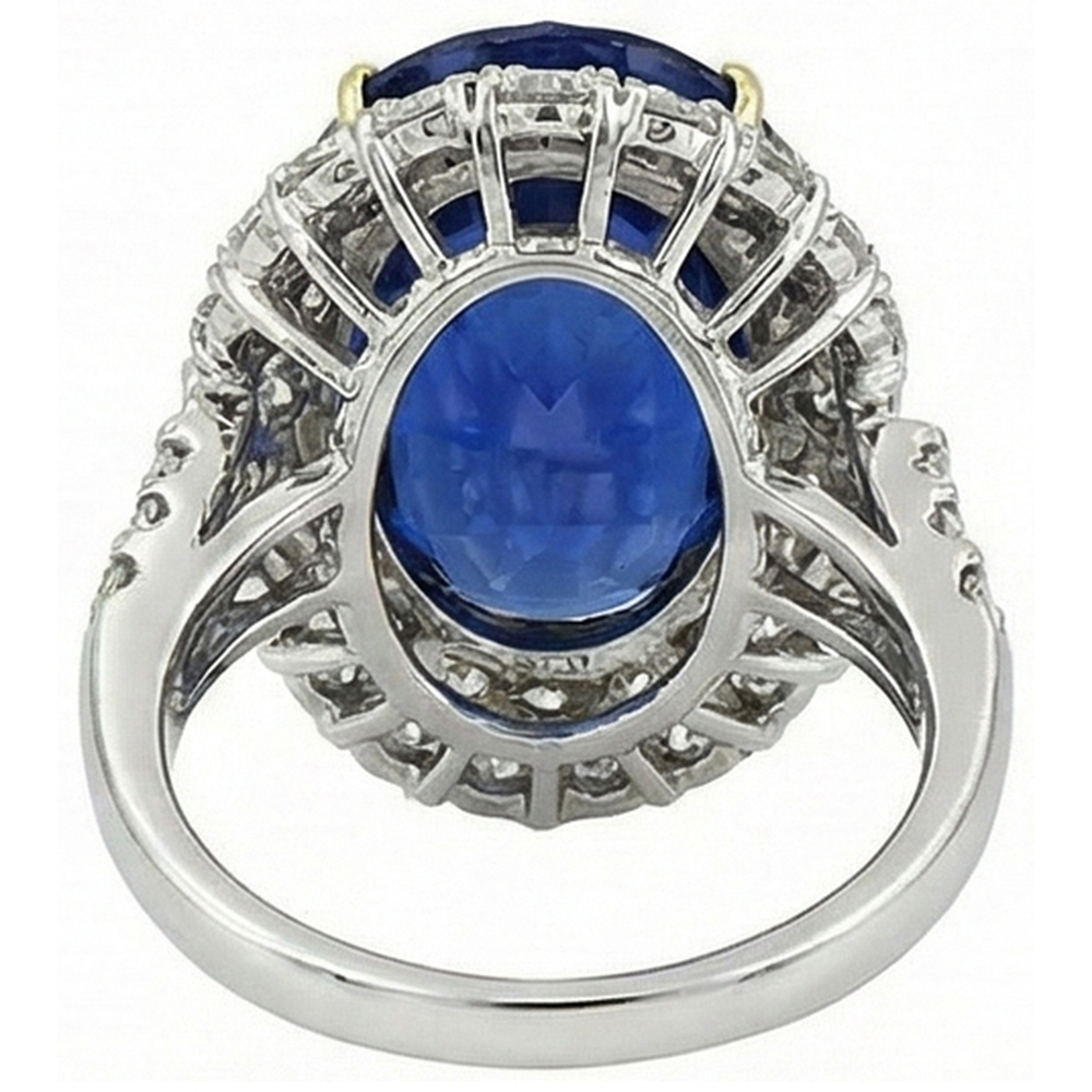 7 Ct Oval Sri Lanka Color Blue Sapphire And IGI CERTIFIED Diamonds Ring White Gold 14K