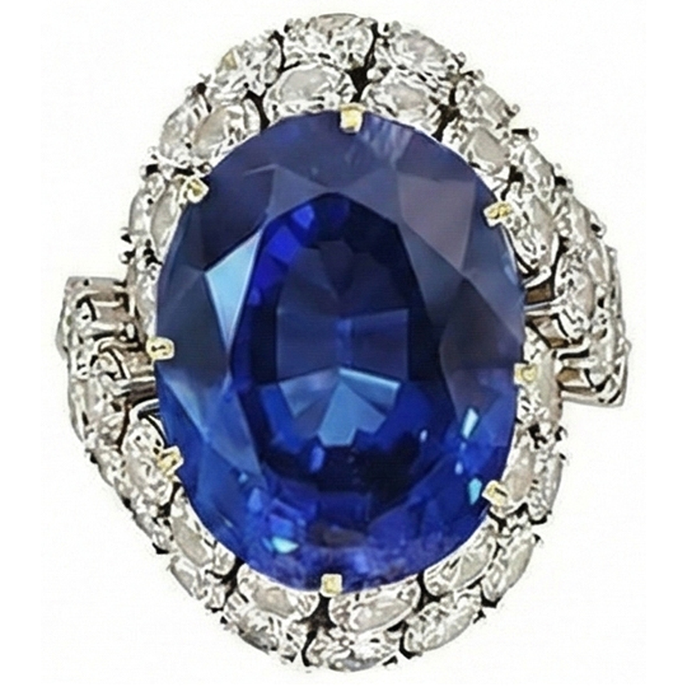 7 Ct Oval Sri Lanka Blue Sapphire And Natural Earth Mined Diamond ( Not Lab Grown ) s Ring White Gold 14K