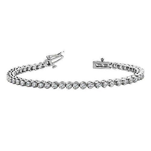 7.05 Carats Prong Set Round Cut Real Diamond Tennis Bracelet White Gold - Tennis Bracelet-harrychadent.ca