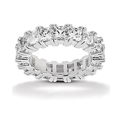 7.20 Carats Princess Real Diamonds Eternity Wedding Band White Gold 14K